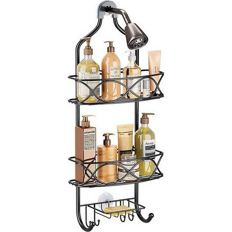 Etagère de Douche, Etagere douche à suspendre, pas besoin de percer, Pour porte-serviettes gel douche et shampooing, KINSI (1/5)