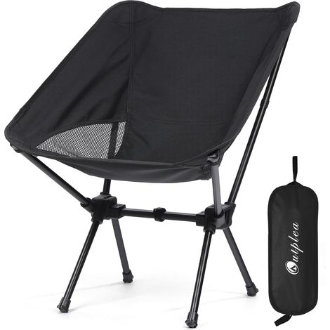 Petit Chaise Pliante Camping Confortable, Chaise de Plage Pliante Ultra Légère, Chaise Pliante Exterieur Portable de Peche Randonnée Barbecue Voyage, Noir (1/5)