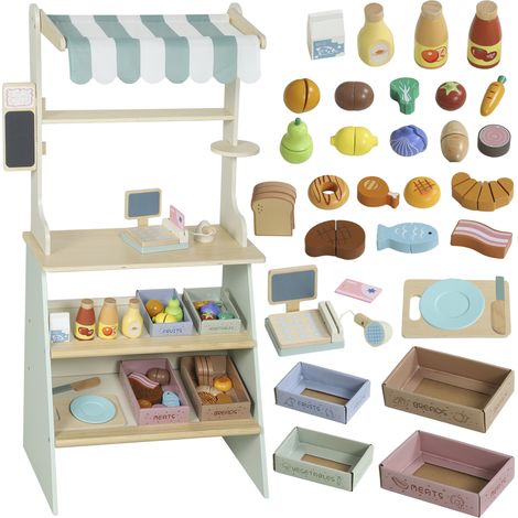 Kaufladen für Kinder Kaufladen Supermarkt mit Kasse Scanner Tafel 34 Spielzubehör Grün (1/5)