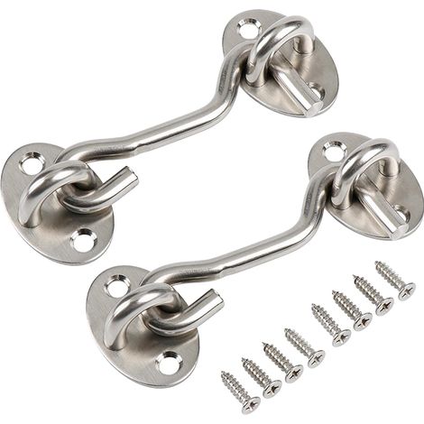 Serrure à crochet et œillet de confidentialité, serrure simple, convient pour porte de grange, argent, 2 pièces (3 pouces) (1/4)