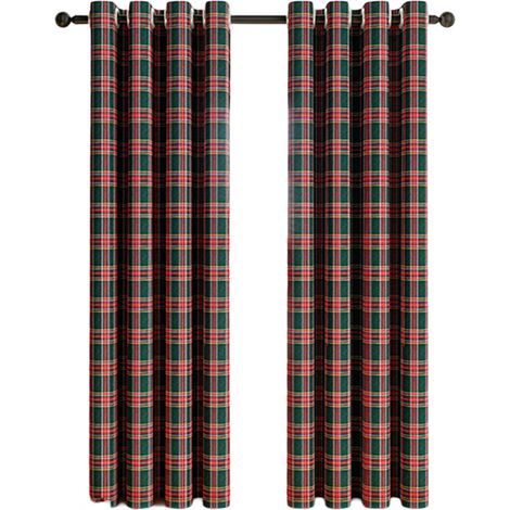 Rustikale, schottisch karierte Tartan-Gardinen im Weihnachtsstil mit Ösen, lichtdurchlässig, perfekt für Küche und Wohnzimmer... (1/5)