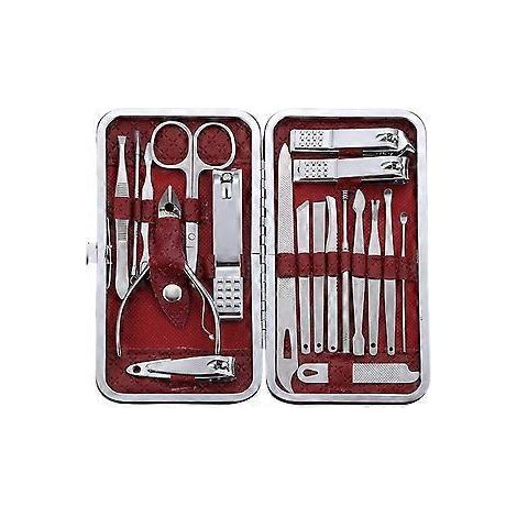 19-teiliges professionelles Nagelknipser-Set aus Edelstahl für Pediküre und Maniküre (Rot)