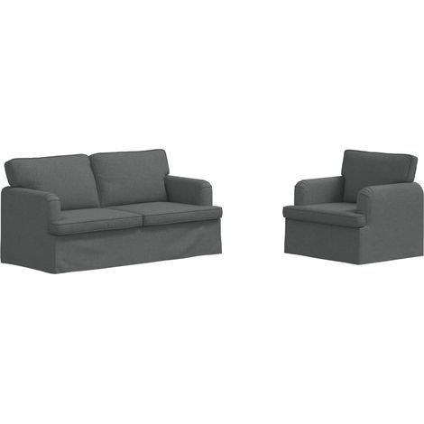 Ensemble de Canapés 2 pcs  Salon de jardin Gris foncé 162 x 80 x 85 cm tissu