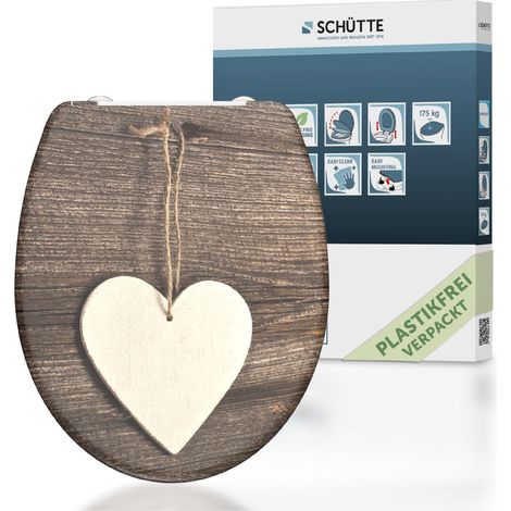 SCH�TTE WC-Sitz aus Duroplast mit Absenkautomatik und Schnellverschluss Toilettendeckel mit Motiv Klodeckel Herz Romantik 82377