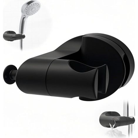 Support Douche Noir – Ventouse Amovible – Réglable – Avec Crochet – Fixation Solide (1/5)