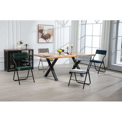 Folding Chairs 2 Pack - Foldable Dining Chairs with Cushion, Portable and Assembled Folding Extra Chair for Guests Kitchen Office Wedding Party Green (1/5)
