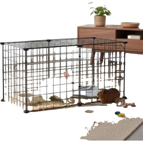 Parque para mascotas, diseño plegable, acceso seguro, negro. (1/2)