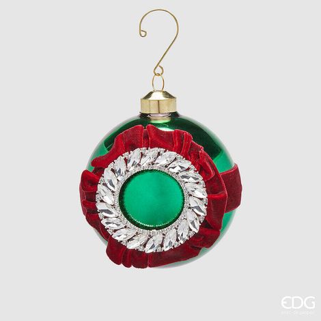 EDG Enzo De Gasperi Pallina di Natale con Strass Ø10 cm Verde – Addobbo per Albero di Natale (1/2)