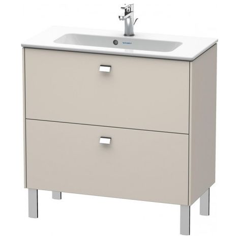 Duravit Brioso Meuble sous-lavabo sur pied Compact 82,0 x 38,9 cm, 2 tiroirs, avec découpe pour siphon et tablier, pour lavabo ME by Starck 234283, Couleur (avant/corps): Décor Taupe Mat, manche chromé - BR440701091