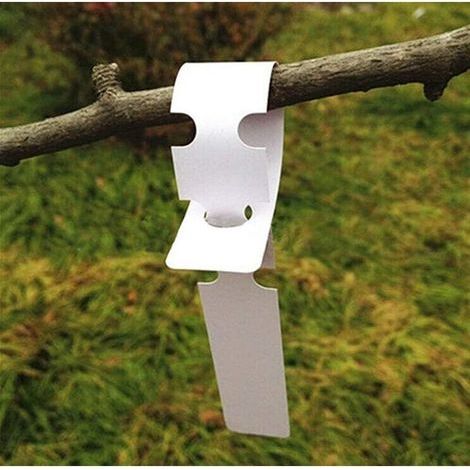 pair 200 étiquettes en plastique blanc de 2 x 20 cm pour plantes et arbres pour les tuteurs de jardin ou de pépinière avec une grande surface d'écriture blanche
