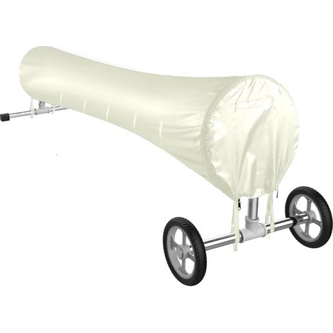 Couverture Rouleau de Piscine, Pliables 420D Oxford Étanche Chaleur Solaire Anti-Vent Pluie Poussière/UV Bâche Protection Cordon Serrage, pour l'hiver et l'été, bobines Enrouleurs (Beige, 18FT) (1/5)