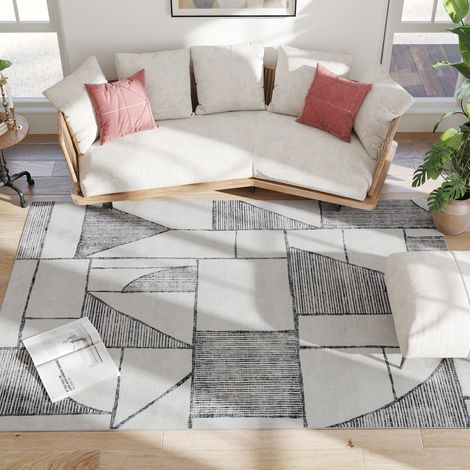 Tapis Moderne Antiscivolo Ligne Géométrique Polyester Multicolore 230x160x0,7 cm (1/5)