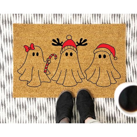 Paillasson Halloween 60x90 cm Motif Fantômes Citrouilles Décoration Porte Entrée Automne (1/4)