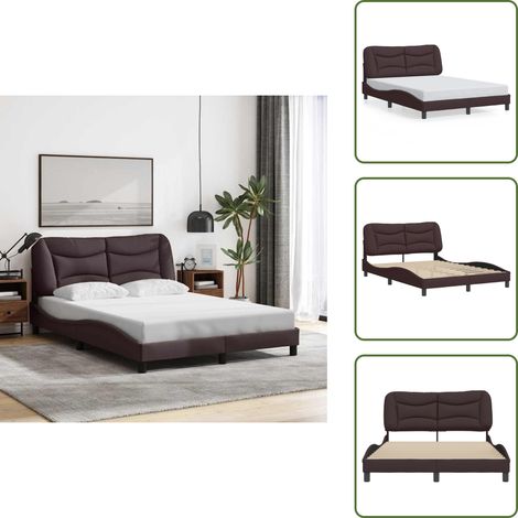 Cuscino testiera - vidaXL Giroletto senza Materasso Hvar Marrone Scuro 140x200 cm Tessuto - Letto Hvar