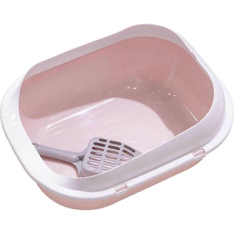 Bac à litière pour chaton, bac à litière ouvert pour animaux de compagnie, bac à litière pour chat avec bords hauts, bac à litière pour chien, facile à nettoyer-pink