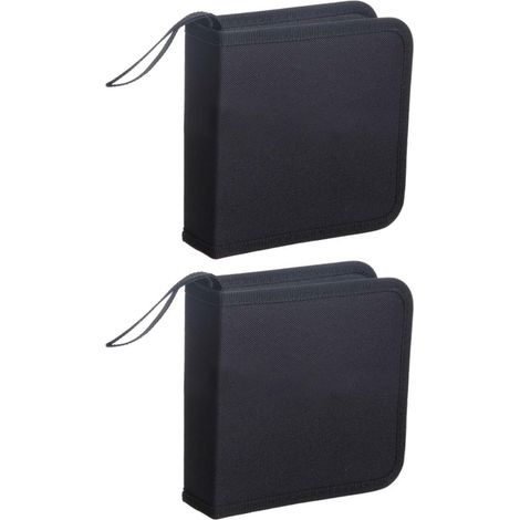 Sac CD noir 2 pièces, boîte de rangement CD, sac CD en tissu Oxford pour voiture, étui DVD pratique, boîte CD avec 40 capacités, noir (1/5)