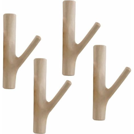 Lot de 4 patères murales en bois, patères autocollantes (largeur 2 3 cm) (1/5)