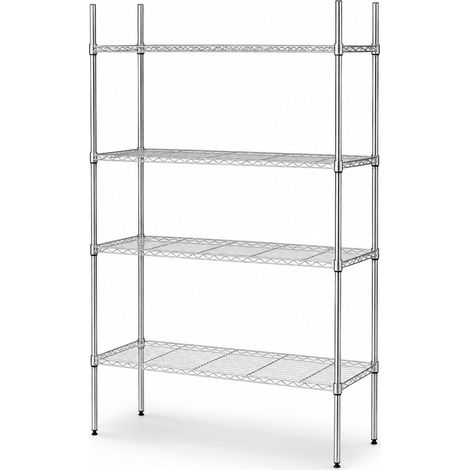Oypla 4 Tier Heavy Duty Steel Wire Rack Storage Shelving Unit with Wheels (1/5)