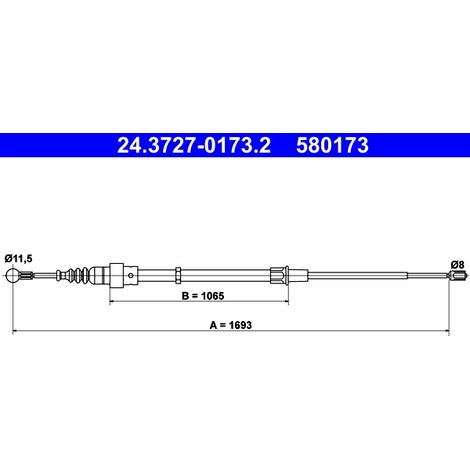 Tirette à câble, frein de stationnement ATE 24.3727-0173.2 AUDI 1J0 609 721 AC
