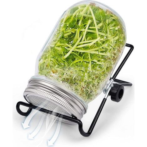 Kit de germination : pots de germination avec couvercles tamis en acier inoxydable, supports, kit de germination pour faire pousser vos propres micro-pousses : luzerne, brocoli, haricots, salade, 1 pa (1/5)