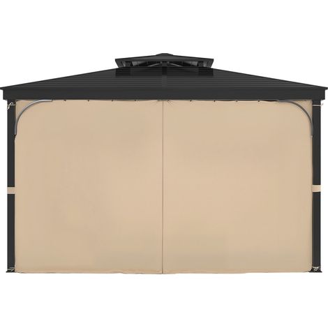 Rideaux de gazebo extérieur, compatibles avec la plupart des tonnelles 10 x 10 x 6,7 pi, 4 panneaux latéraux occultants avec fermetures éclair, remplacement pour auvent de patio, rideaux seuls, kaki (1/5)
