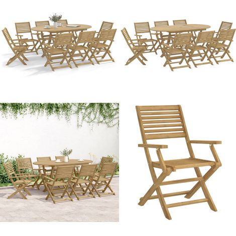 Ensemble à manger de jardin 9 pcs bois d'acacia solide - Meubles De Jardin - Salon De Jardin - Set De Table - Acacia Massif - Mobilier De Jardin - Home & Living (1/5)