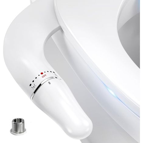 Bidet Toilette WC, Ultra-thin Kit Abattant Japonais Pour Salle De Bain, Pulvérisateur De Boku, Buse Rétractable Et Pression D'eau Réglable, Entrée En Laiton, Blanc (Deux Buses) (1/5)