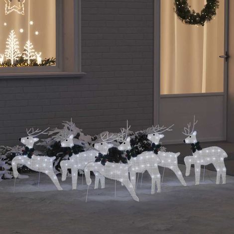 LED Rentiere 6 pcs Silber Stoff