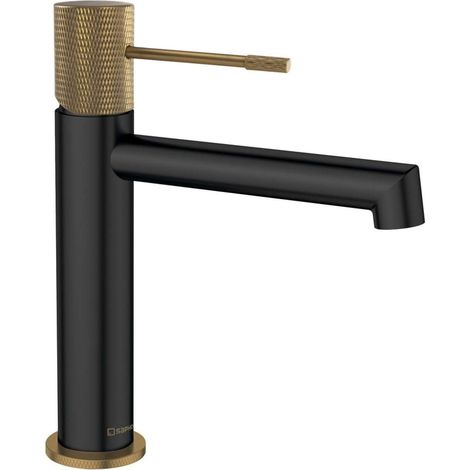 Sapho Solaris - Waschtischarmatur, schwarz matt/Gold WD002G (1/5)