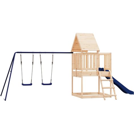 Area giochi all'aperto con altalene scivolo e robuste strutture per arrampicarsi giochi da giardino 564 x 235 x 228 cm legno di pino massiccio 020004891 (1/5)