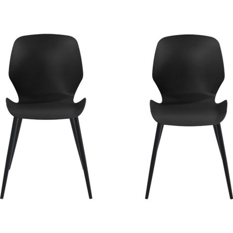 Carnaby Kitchen Chairs (Set of 2) - Plastic/Metal - L55.5 x W47.5 x H81.6 cm - Black - Flat Packed