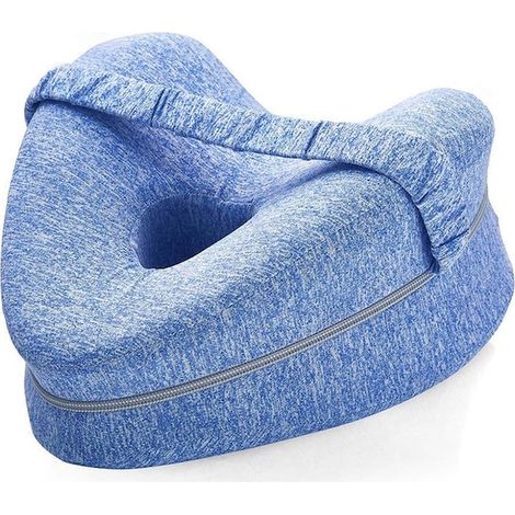 Cuscino ortopedico per ginocchio, in memory foam, dal design ergonomico, con fascia elastica, blu (1/5)