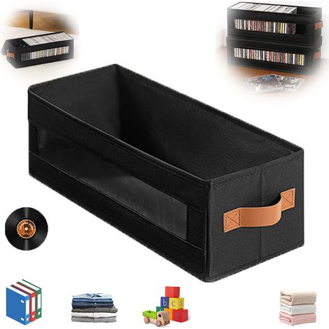 CD-Player – Stapelbare CD-Speicher – Verfügbare CD-Player – Mit Deckel und Handgriff – Mit Kästchen – Multifunktions-CDs – 40 x 15,5 x 13,5 cm – Schwarz – Ideal für Ihr Zuhause, auf dem Schreibtisch i (1/5)