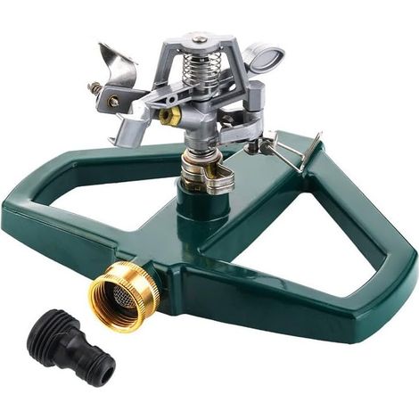 Arroseur à Impact avec Base en métal, arroseur Robuste en Alliage de Zinc, argenté, Style Impulsion, Parfait pour Une Grande Surface de pelouse, Cour (1/5)