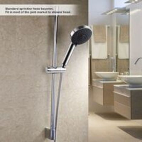 Pommeau de douche 18-25mm ABS réglable remplacement main douche barre tête curseur pince support Chrome (1/4)