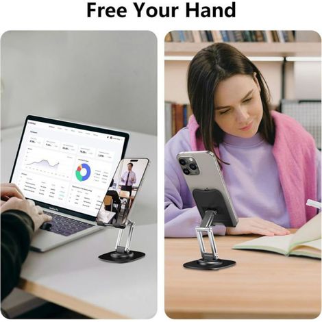 Support de téléphone Portable pour Bureau, Support de téléphone réglable avec Base rotative à 360°, Compatible iPhone,Samsung, Tous (1/5)