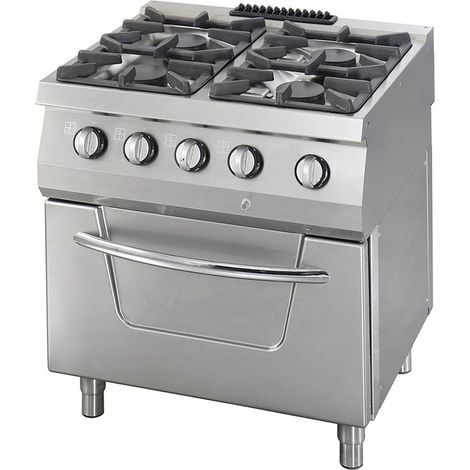 Heavy Duty cuisinière - 4 brûleurs - unité double - profondeur 70 cm - 37kW - gaz incl four - Maxima