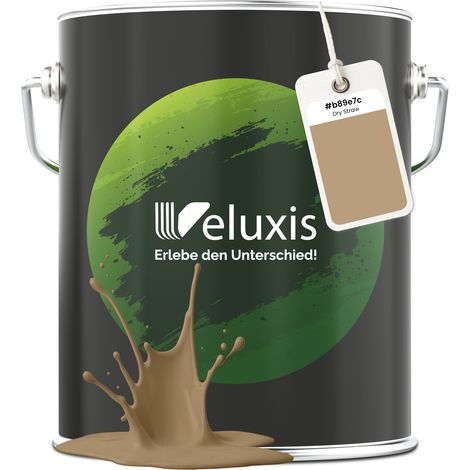 Wandfarbe Beige Gold Braun Matt Innenfarbe – Deckkraft Klasse 1, VOC-frei, Ohne Grundierung, Tropfarm – Wohnzimmer & Schlafzimmer – 5L – Veluxis (Dry Straw)