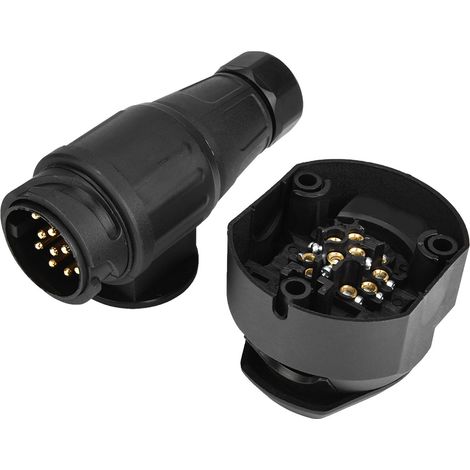 Connecteur prise remorque 12V 13 broches avec support adaptateur pour caravane tractée, attelage boule, camping-car (1/5)