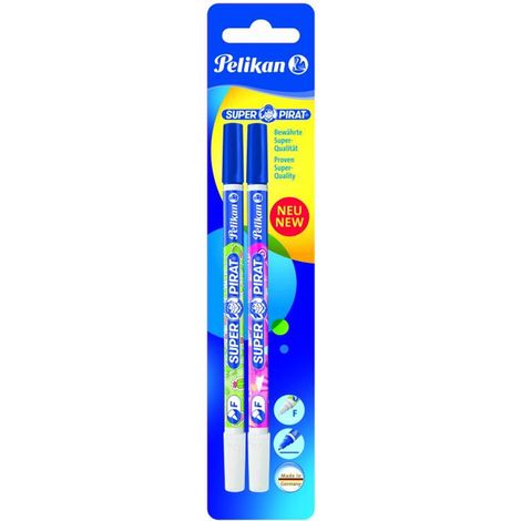 10x Pelikan Super Pirat 2er Tintenlöscher Schreiber Stifte Büro Fehler Schule