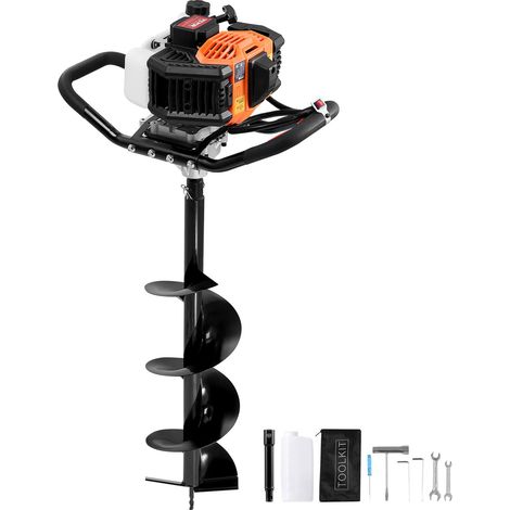 Tarière à Essence, 52 CC, Tarière Thermique de Plantation 1450 W avec Foret 200 mm, 1 Tige d'Extension, Tarière Spirale Moteur Puissant, pour Plantes Jardin, Jardinage, Planter, Creuser de Trous (1/5)