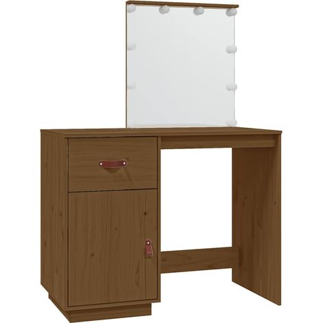 Maison Exclusive - Schminktisch mit LED Honigbraun 95x50x133,5cm (1/5)