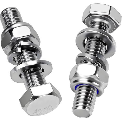 10 Pièces Boulons à Tête Hexagonale M10x50 mm Boulon Inox A2 V2A Vis et Boulon DIN 933 Vis à Métaux avec Écrous Rondelles pour Meubles Auto Vélos Bateaux Impression 3D Moto (1/5)