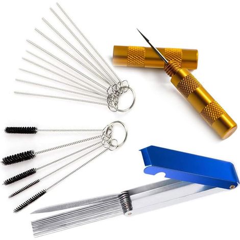 Kit Nettoyage Carburateur, Outils de Nettoyage de Brosse pour Carburateur, 13 Fils 10 Aiguilles 5 Brosses 1 Outil de Prélèvement (1/5)