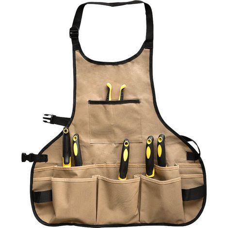Tablier à outils de jardinage, marron, imperméable, multipoches, vêtements de travail pour mécanicien automobile/mécanicien, rangement de jardin. (1/4)