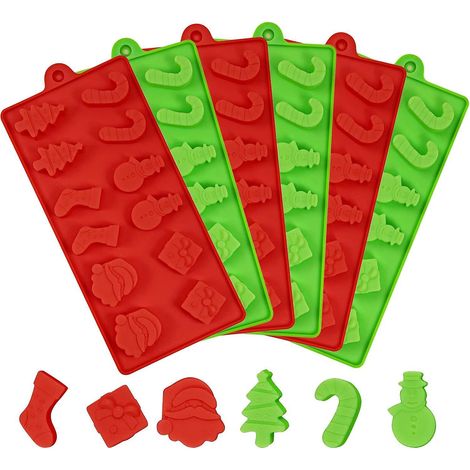 Set mit 6 antihaftbeschichteten Silikonformen für Weihnachtskuchen, Pralinen und Süßigkeiten (1/4)