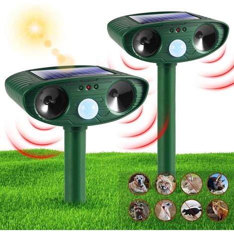 répulsifs à ultrasons pour chats répulsif à pour d'extérieur pour chiens chargé à l'énergie solaire chargement U lot de 2 (1/5)