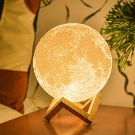 Lámpara lunar，lámpara lunar impresa en 3D，recargable por USB，regalo romántico de cumpleaños para el dormitorio (7,1 pulgadas) (1/5)