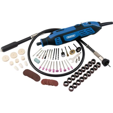 Draper 180W Rotary Multi Tool Kit with Engraver, Flex Shaft, and 110-Piece Accessory Set (58300) (1/5)