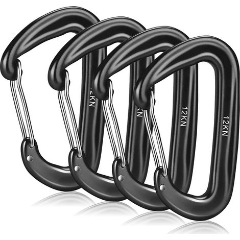 4 Piezas Mosqueton de aleación de Aluminio 1200 kg/12 KN Mosqueton Escalada para Hamacas Llaveros Camping Pesca Columpios y Accesorios de Senderismo (1/4)